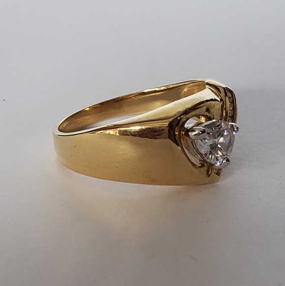 Men'a Yellow Gold Plated Cubic Zirconia Cocktail Ring sizes 13 14 - Picture 5 of 8